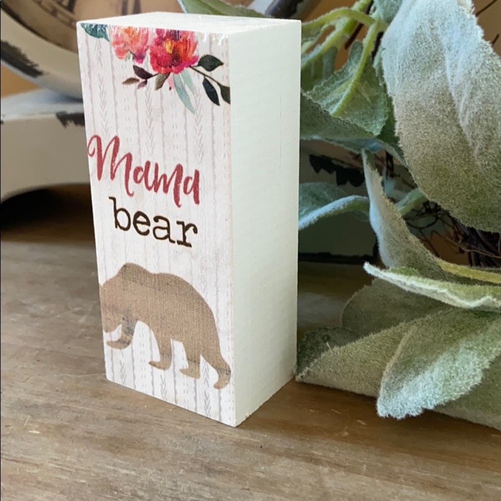 Last1❗️Rustic Farmhouse Wood Mama Bear Floral Sign - Picture 3 of 4